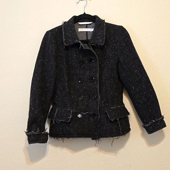 All Saints Wool Coat /Women gray Wool/angora blendTweed Jacket size me… - Picture 1 of 12